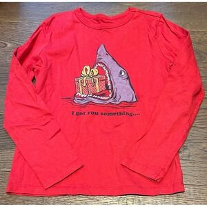 GAP Kids Red Long Sleeve‎ Shark Graphic T Shirt Top Gift Present xmas